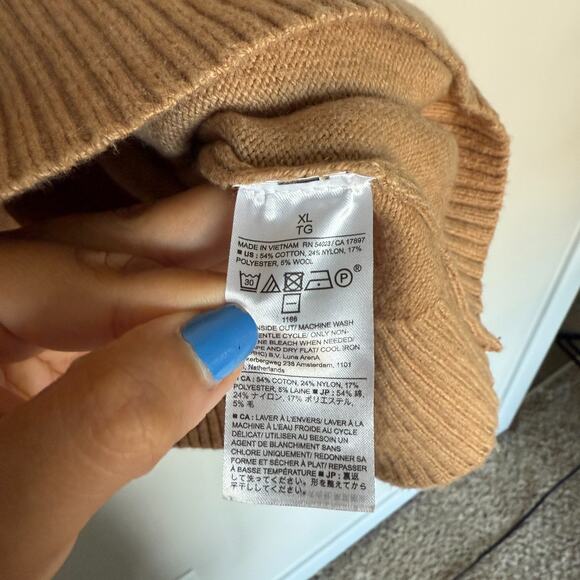 Banana Republic Womens Sweater XL Tan Wool Blend Minimalist Relaxed Capsule Fall - Picture 5 of 7